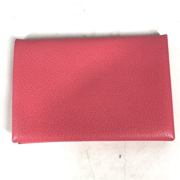 HERMES Two fold Calvi Card Case Business card case Card Case Leather Roseet pink - Picture 1 of 12